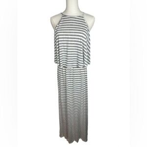 She + Sky Black and White Striped Maxi Dress Size L